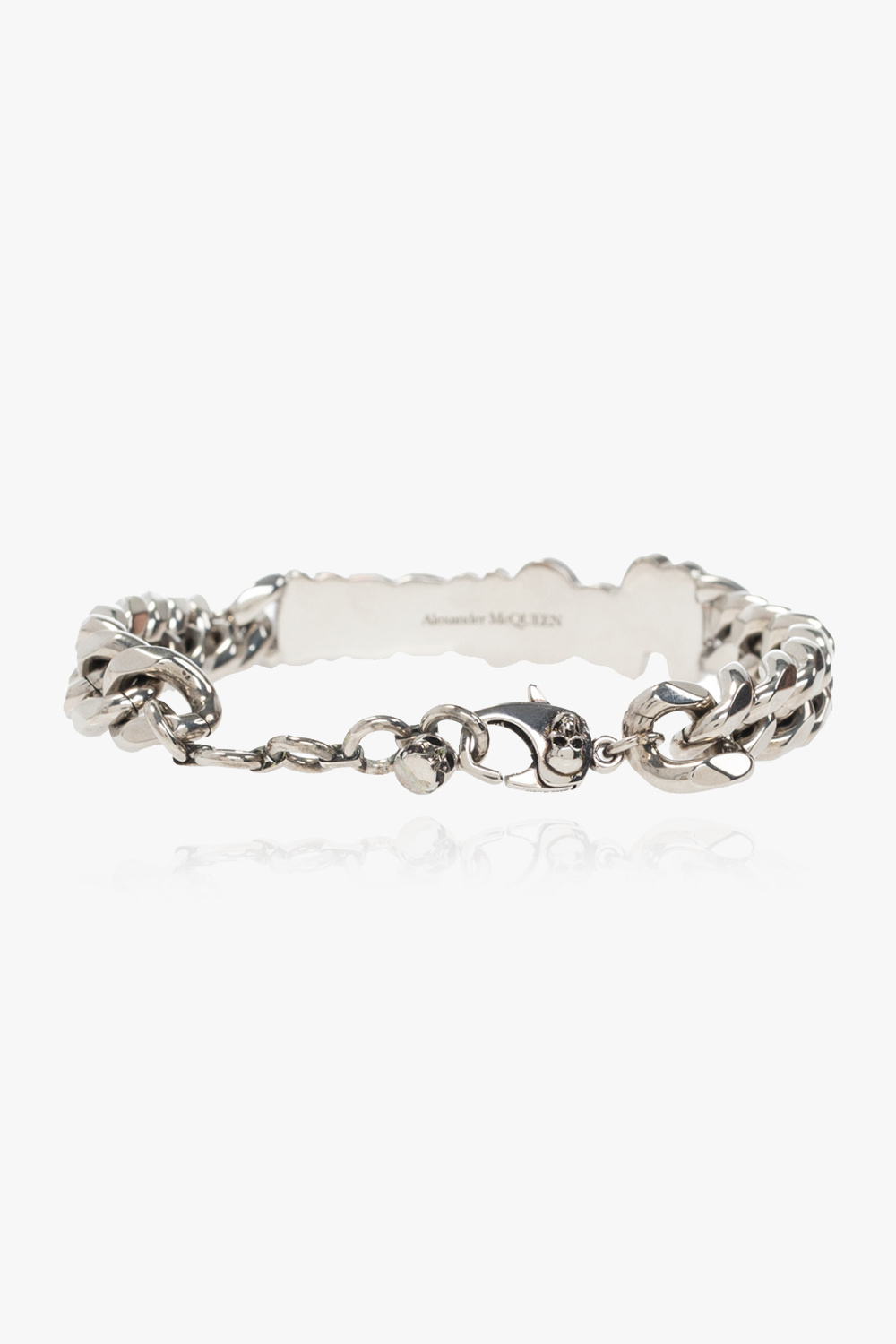 【送料&関税込】Alexander McQueen Brass Bracelet ALEXANDER McQUEEN 'Skull Braided Leather Bracelet' Blk/Gold